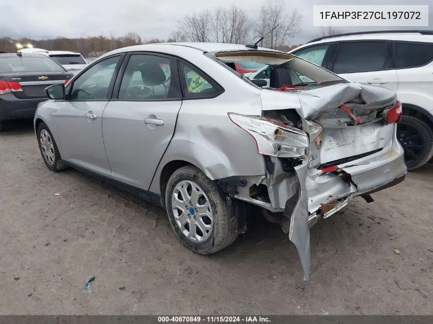 2012 Ford Focus Se VIN: 1FAHP3F27CL197072 Lot: 40870849