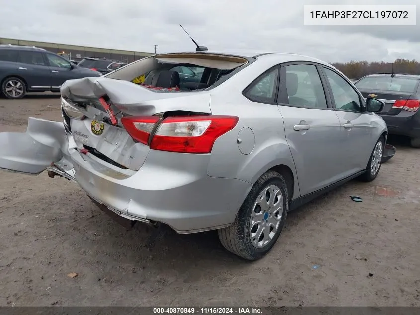 2012 Ford Focus Se VIN: 1FAHP3F27CL197072 Lot: 40870849