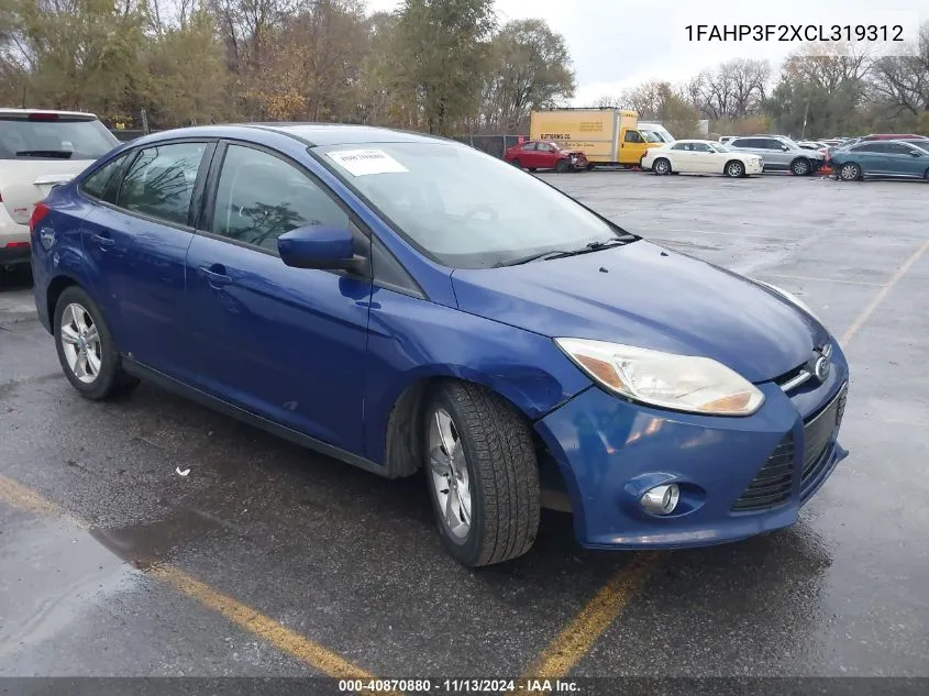 2012 Ford Focus Se VIN: 1FAHP3F2XCL319312 Lot: 40870880