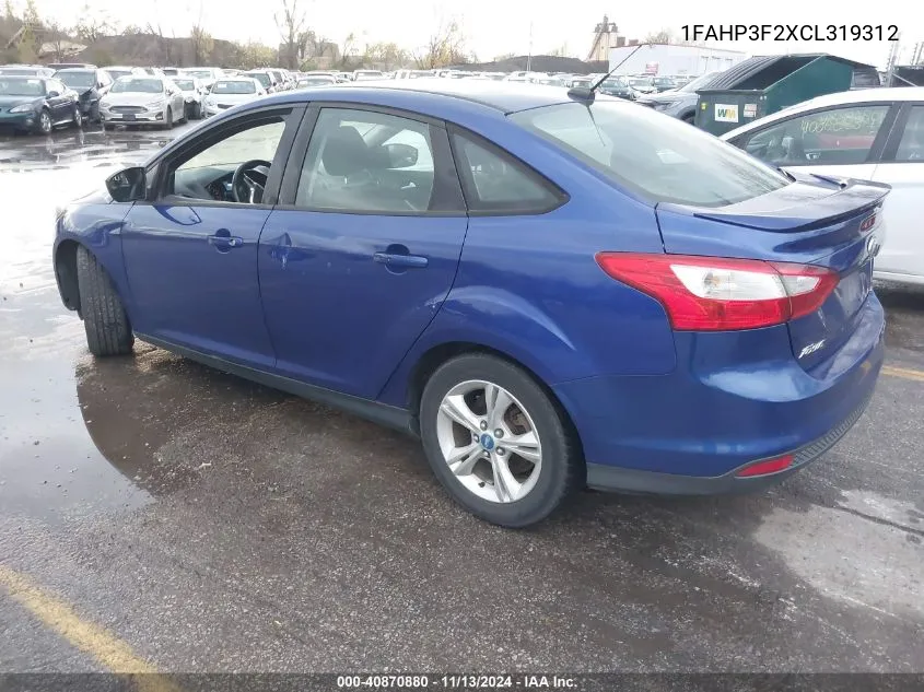 2012 Ford Focus Se VIN: 1FAHP3F2XCL319312 Lot: 40870880