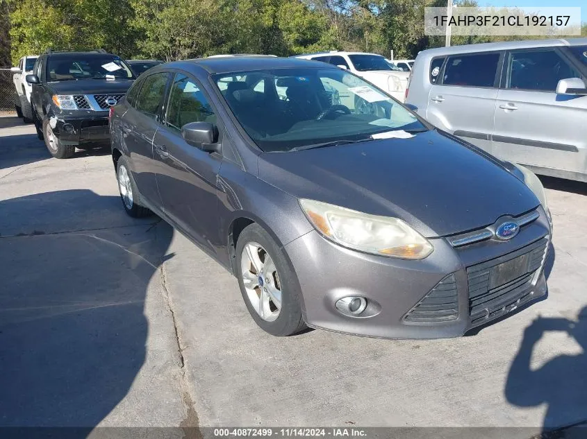 2012 Ford Focus Se VIN: 1FAHP3F21CL192157 Lot: 40872499