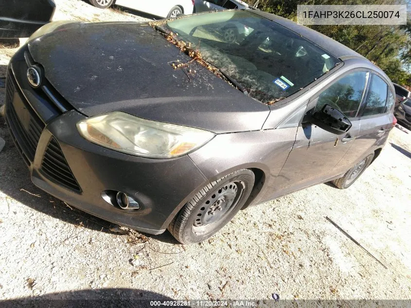 2012 Ford Focus Se VIN: 1FAHP3K26CL250074 Lot: 40928281