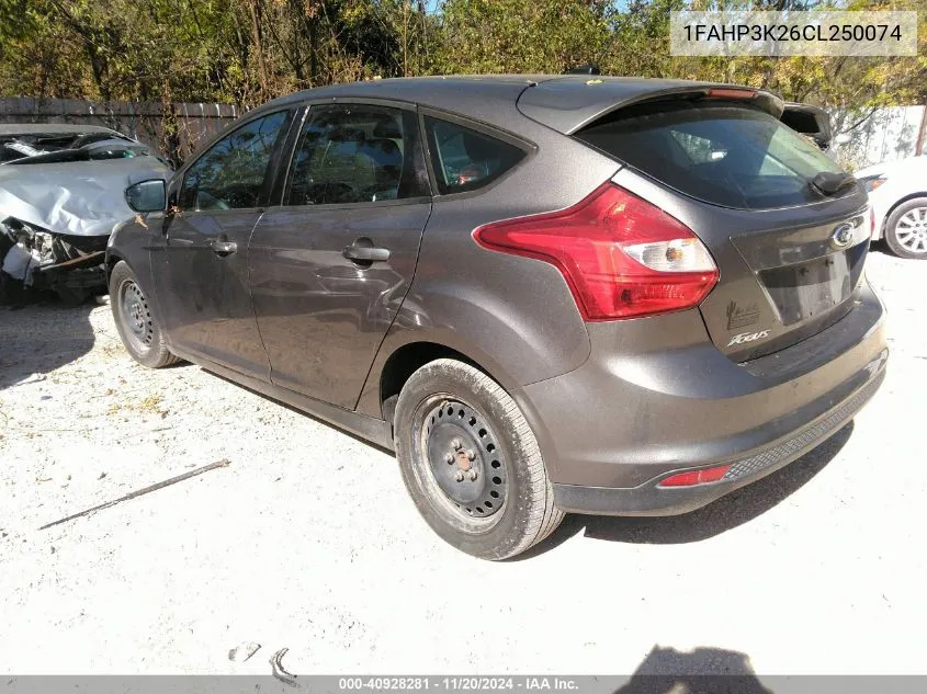 2012 Ford Focus Se VIN: 1FAHP3K26CL250074 Lot: 40928281