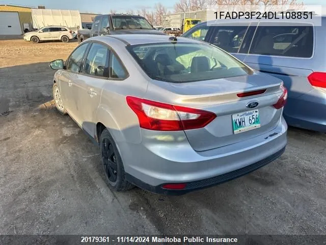 2013 Ford Focus Se VIN: 1FADP3F24DL108851 Lot: 20179361