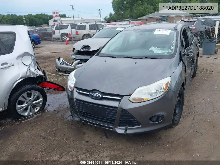 2013 Ford Focus S VIN: 1FADP3E27DL188020 Lot: 39634011