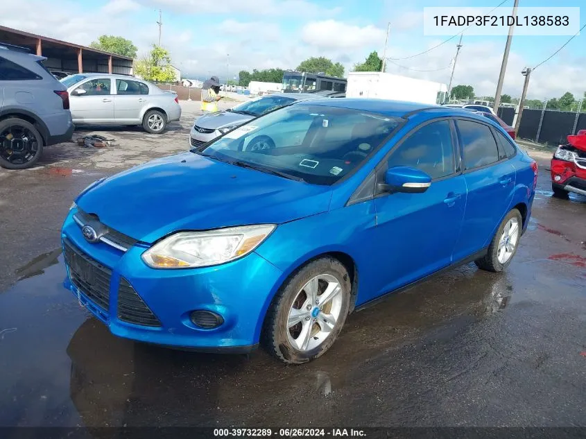 2013 Ford Focus Se VIN: 1FADP3F21DL138583 Lot: 39732289