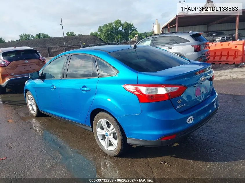 2013 Ford Focus Se VIN: 1FADP3F21DL138583 Lot: 39732289