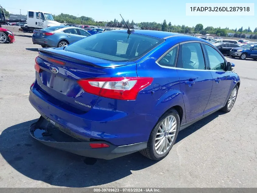 2013 Ford Focus Titanium VIN: 1FADP3J26DL287918 Lot: 39789623