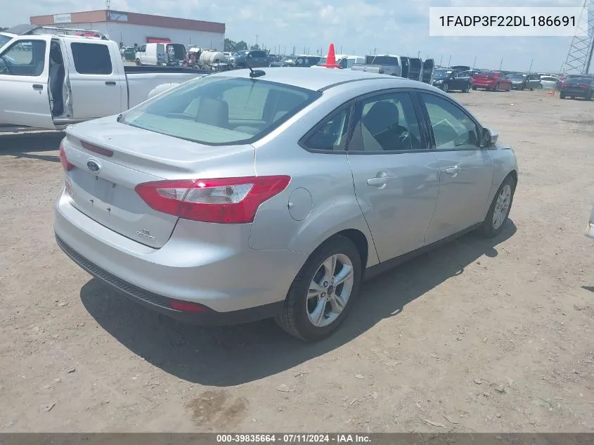 2013 Ford Focus Se VIN: 1FADP3F22DL186691 Lot: 39835664