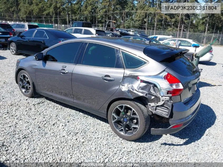 2013 Ford Focus Se VIN: 1FADP3K23DL381804 Lot: 39928394