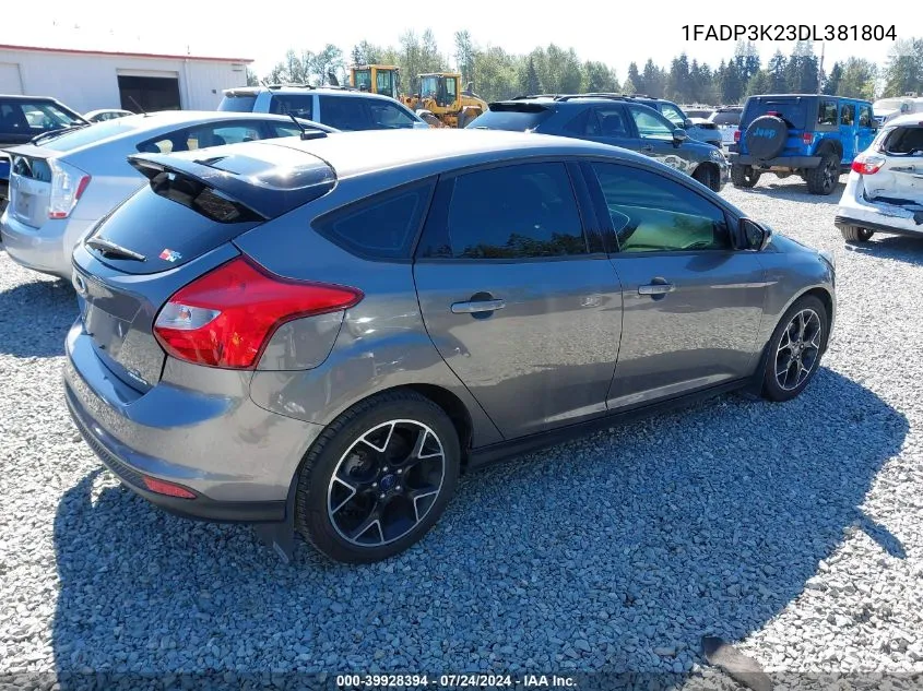 2013 Ford Focus Se VIN: 1FADP3K23DL381804 Lot: 39928394