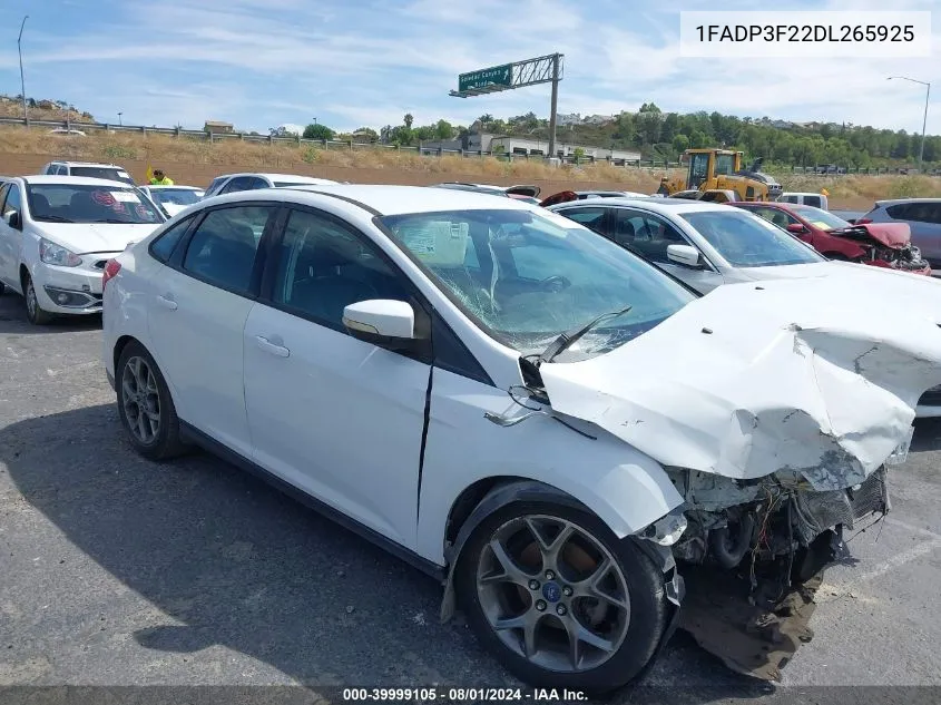 2013 Ford Focus Se VIN: 1FADP3F22DL265925 Lot: 39999105