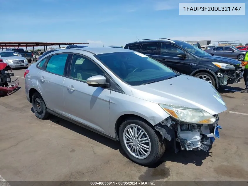 2013 Ford Focus Se VIN: 1FADP3F20DL321747 Lot: 40035911