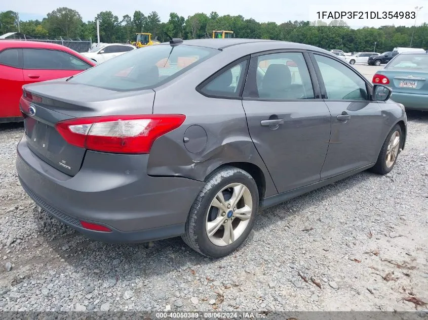 2013 Ford Focus Se VIN: 1FADP3F21DL354983 Lot: 40050389