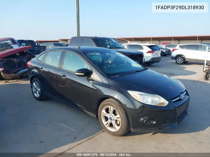 2013 Ford Focus Se VIN: 1FADP3F29DL318930 Lot: 40081278