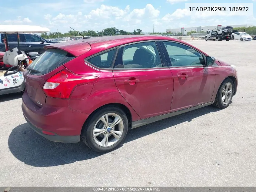 2013 Ford Focus Se VIN: 1FADP3K29DL186922 Lot: 40128105