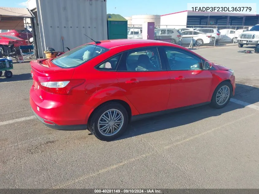 2013 Ford Focus Se VIN: 1FADP3F23DL363779 Lot: 40281149