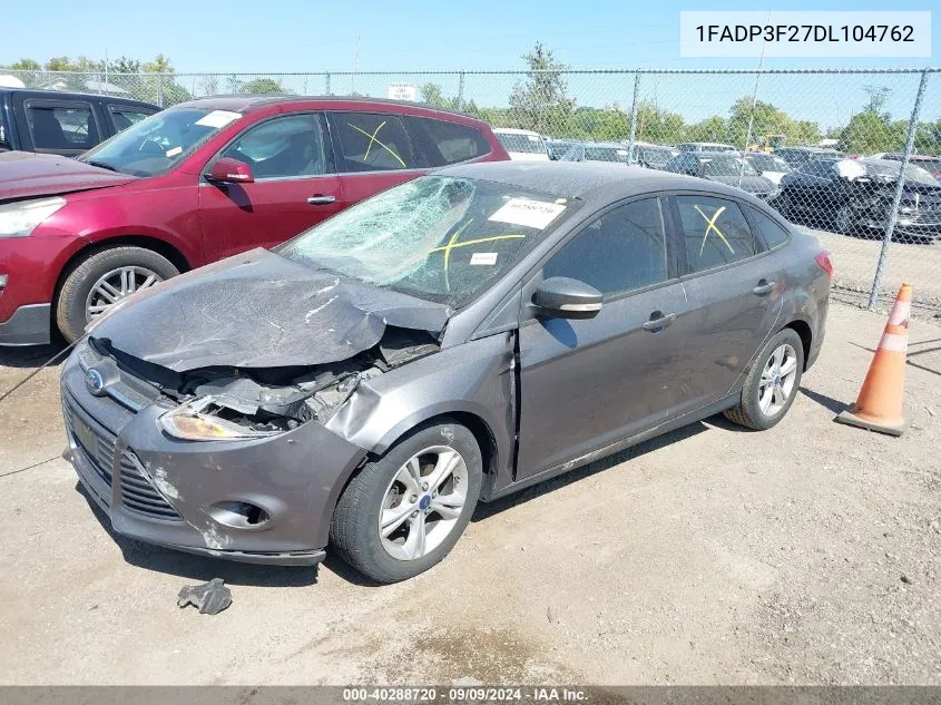 2013 Ford Focus Se VIN: 1FADP3F27DL104762 Lot: 40288720