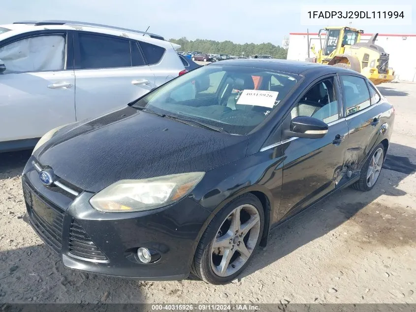 2013 Ford Focus Titanium VIN: 1FADP3J29DL111994 Lot: 40315926