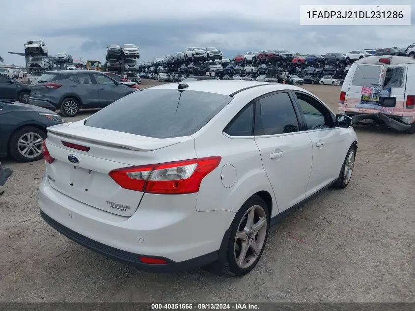 2013 Ford Focus Titanium VIN: 1FADP3J21DL231286 Lot: 40351565