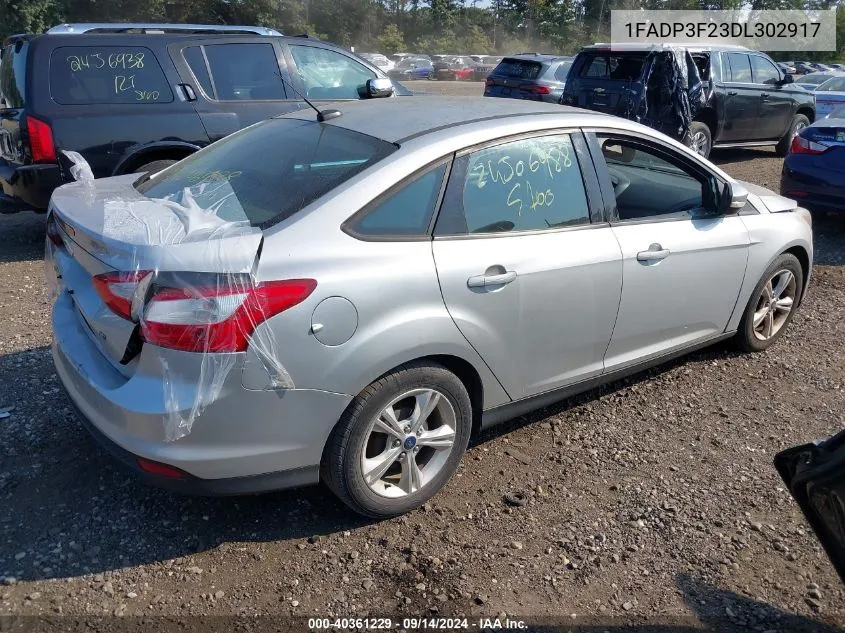 2013 Ford Focus Se VIN: 1FADP3F23DL302917 Lot: 40361229