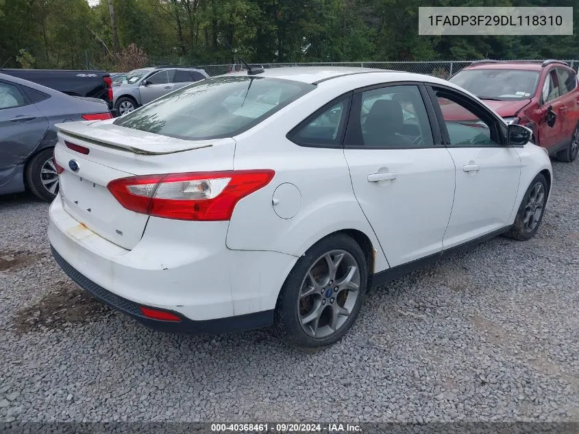 2013 Ford Focus Se VIN: 1FADP3F29DL118310 Lot: 40368461