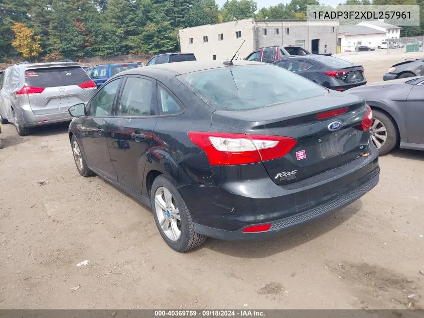 2013 Ford Focus Se VIN: 1FADP3F2XDL257961 Lot: 40369759