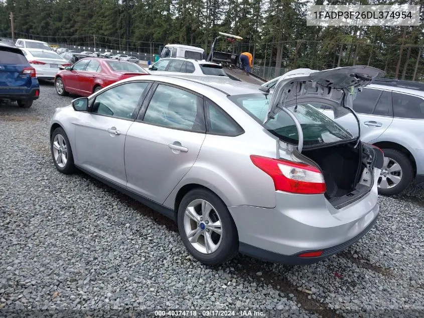 2013 Ford Focus Se VIN: 1FADP3F26DL374954 Lot: 40374718