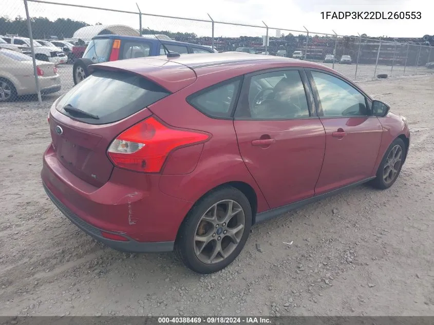 2013 Ford Focus Se VIN: 1FADP3K22DL260553 Lot: 40388469