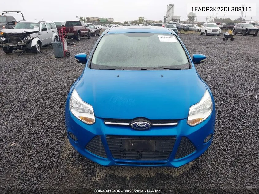 2013 Ford Focus Se VIN: 1FADP3K22DL308116 Lot: 40435406