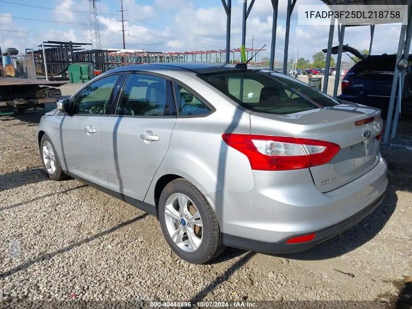 2013 Ford Focus Se VIN: 1FADP3F25DL218758 Lot: 40448896