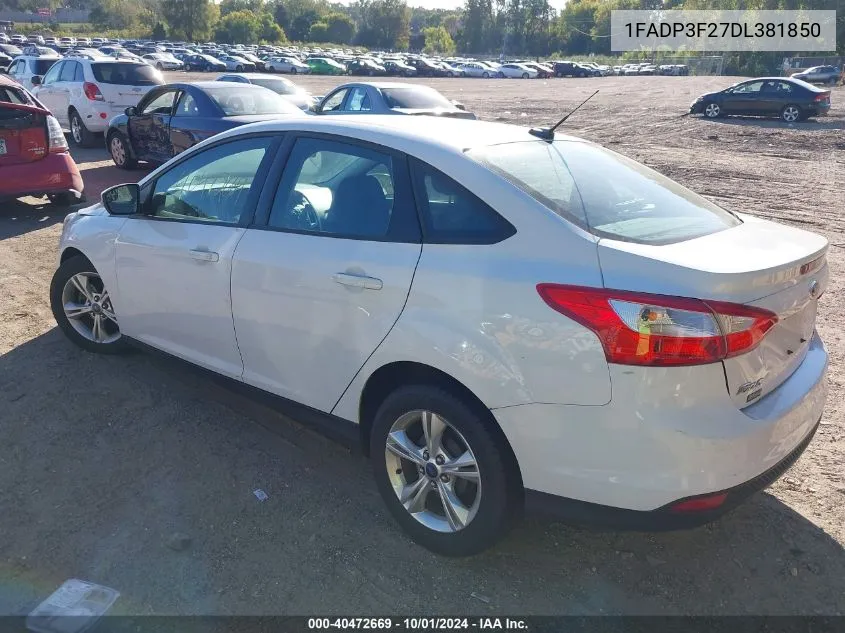 2013 Ford Focus Se VIN: 1FADP3F27DL381850 Lot: 40472669