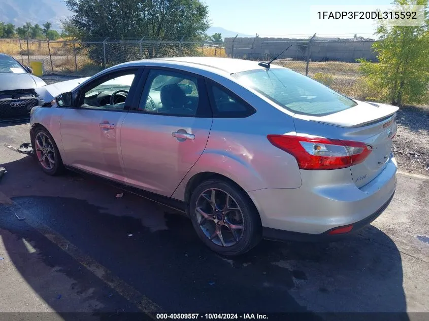 2013 Ford Focus Se VIN: 1FADP3F20DL315592 Lot: 40509557