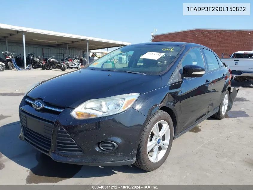 2013 Ford Focus Se VIN: 1FADP3F29DL150822 Lot: 40511212