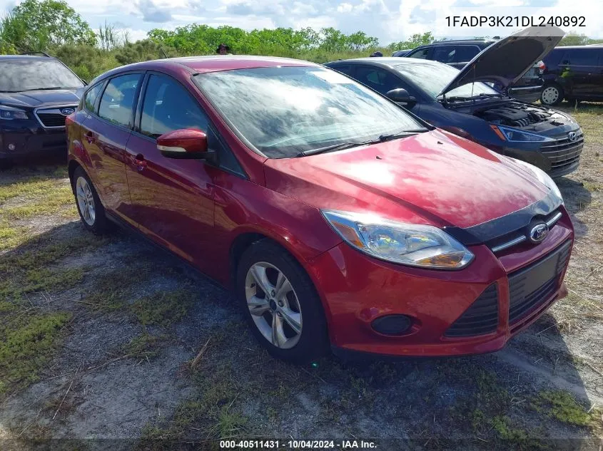 2013 Ford Focus Se VIN: 1FADP3K21DL240892 Lot: 40511431