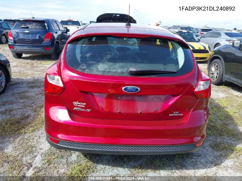 2013 Ford Focus Se VIN: 1FADP3K21DL240892 Lot: 40511431