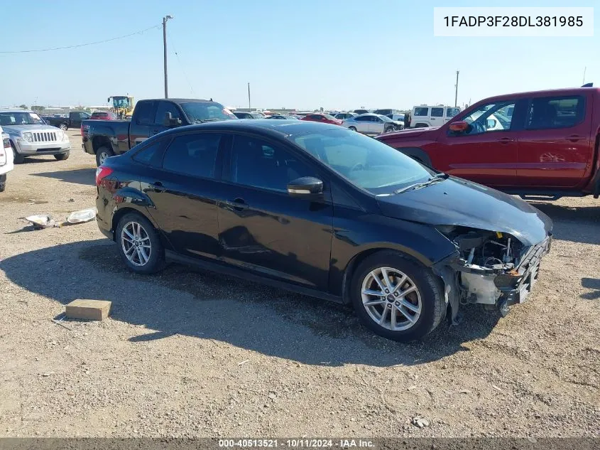 2013 Ford Focus Se VIN: 1FADP3F28DL381985 Lot: 40513521