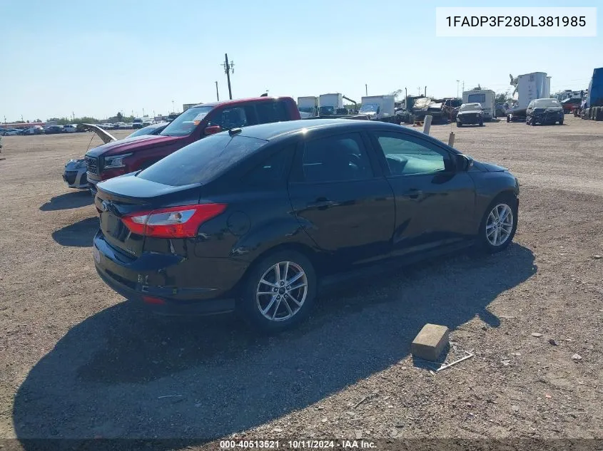 2013 Ford Focus Se VIN: 1FADP3F28DL381985 Lot: 40513521