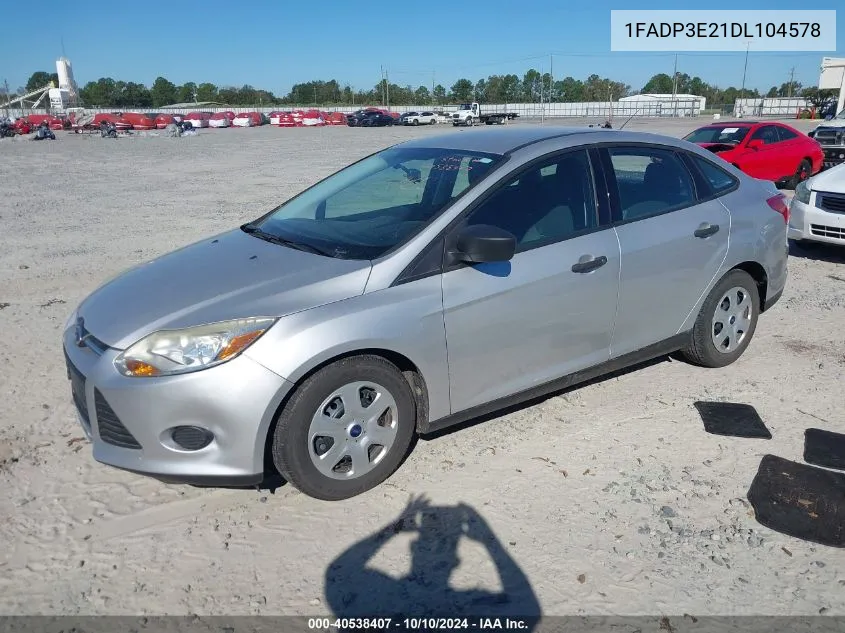 2013 Ford Focus VIN: 1FADP3E21DL104578 Lot: 40538407