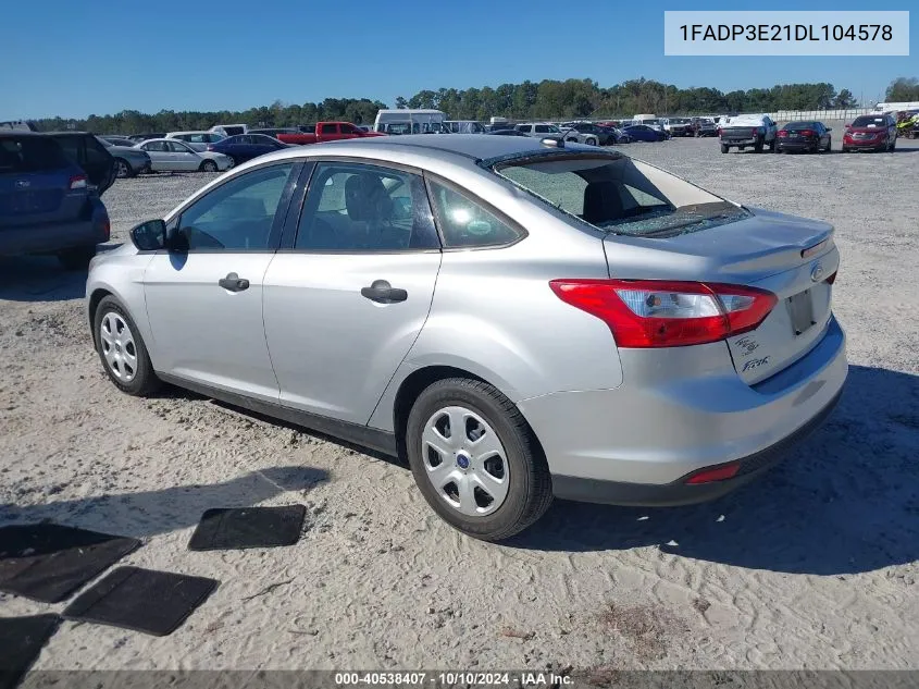 2013 Ford Focus VIN: 1FADP3E21DL104578 Lot: 40538407