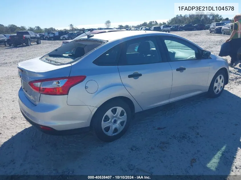 2013 Ford Focus VIN: 1FADP3E21DL104578 Lot: 40538407