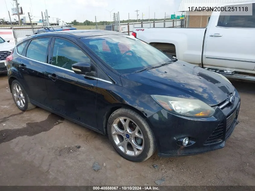 2013 Ford Focus Titanium VIN: 1FADP3N20DL251118 Lot: 40558067