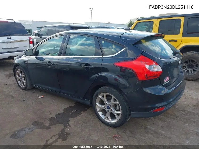 2013 Ford Focus Titanium VIN: 1FADP3N20DL251118 Lot: 40558067