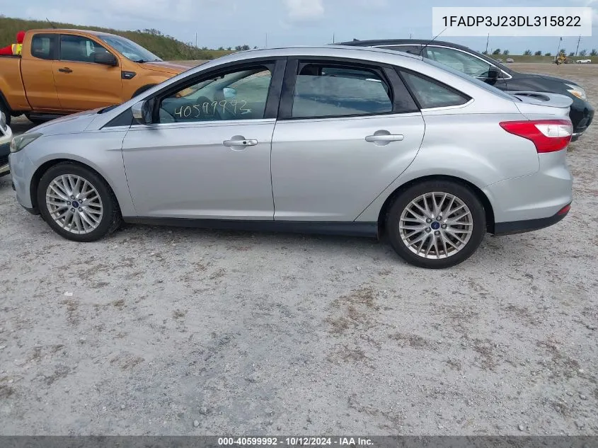 2013 Ford Focus Titanium VIN: 1FADP3J23DL315822 Lot: 40599992