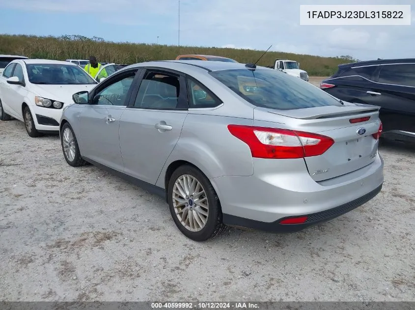 2013 Ford Focus Titanium VIN: 1FADP3J23DL315822 Lot: 40599992