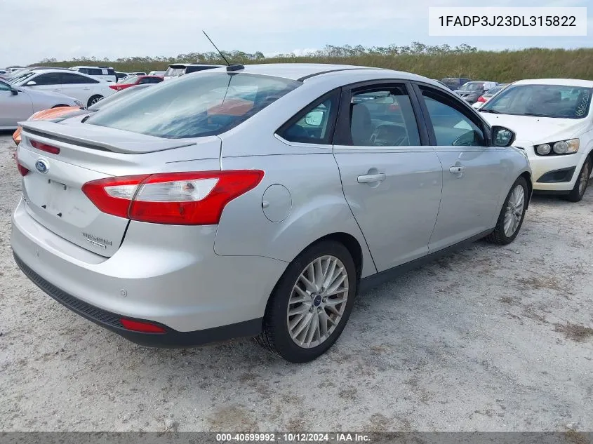 2013 Ford Focus Titanium VIN: 1FADP3J23DL315822 Lot: 40599992