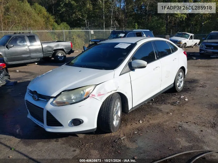 2013 Ford Focus Se VIN: 1FADP3F26DL285918 Lot: 40635673