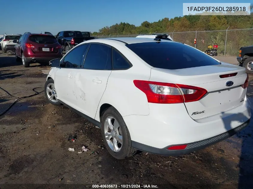 2013 Ford Focus Se VIN: 1FADP3F26DL285918 Lot: 40635673