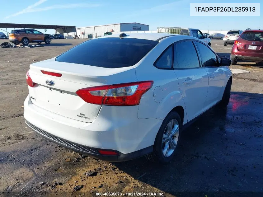 2013 Ford Focus Se VIN: 1FADP3F26DL285918 Lot: 40635673