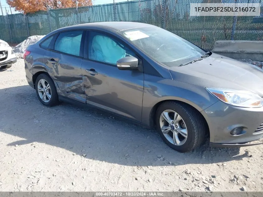 2013 Ford Focus Se VIN: 1FADP3F25DL216072 Lot: 40703472